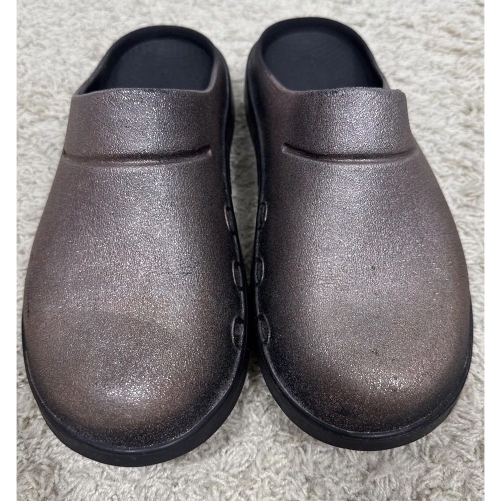 OOFOS OOcloog Luxe Rose Sparkle Recovery Slides Women's 10 Men's 8 Orthopedic
